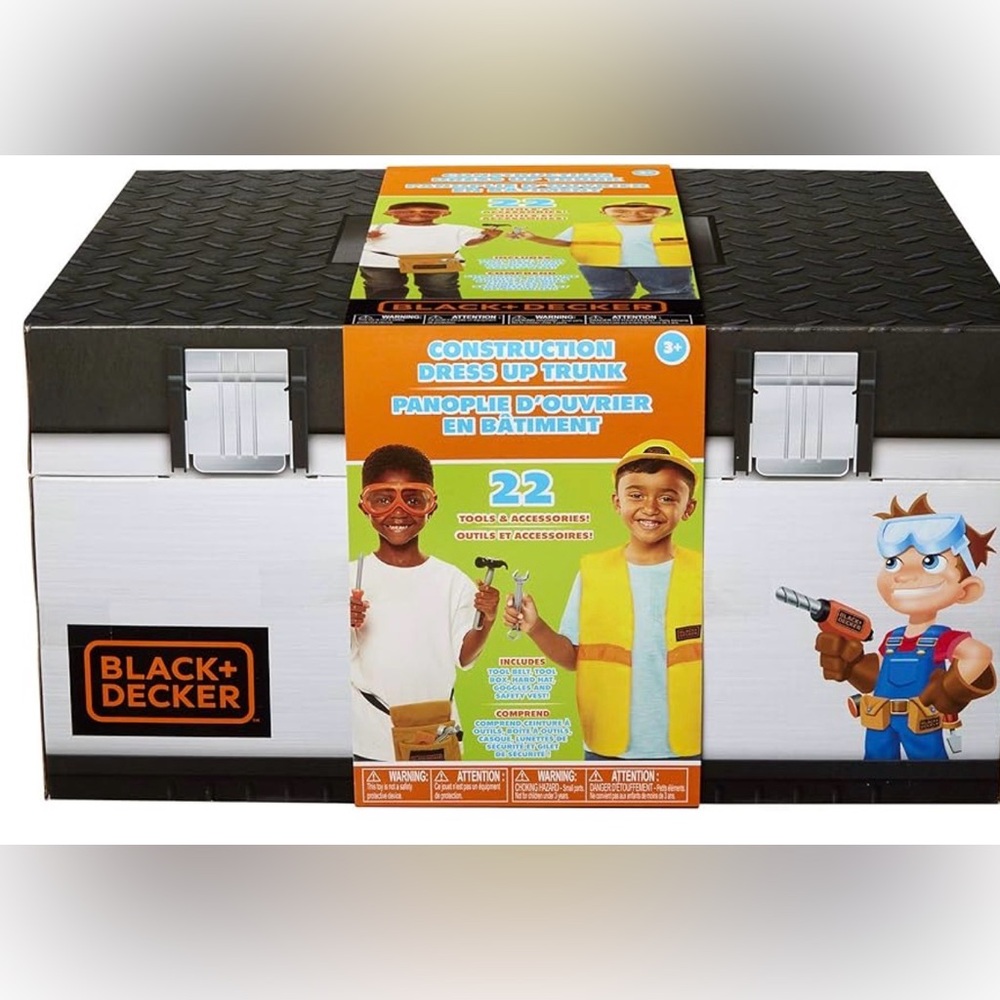 Black + Decker Construction Dress Up Trunk for Kids 22 Pieces Amazon Exclusive